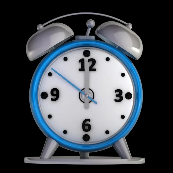 Alarm clock isolated on black background High reolution 3d — Stock Photo, Image
