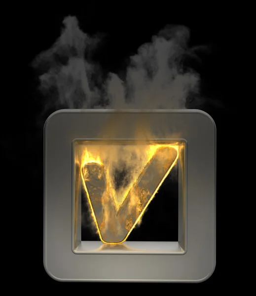 Botão 3D Marque o ícone flamejante do símbolo — Fotografia de Stock