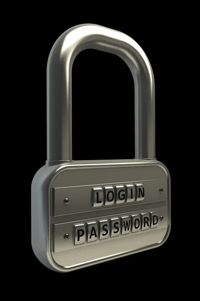 3d Lock Passwort. Objekte über schwarzem hochauflösendem Bild — Stockfoto