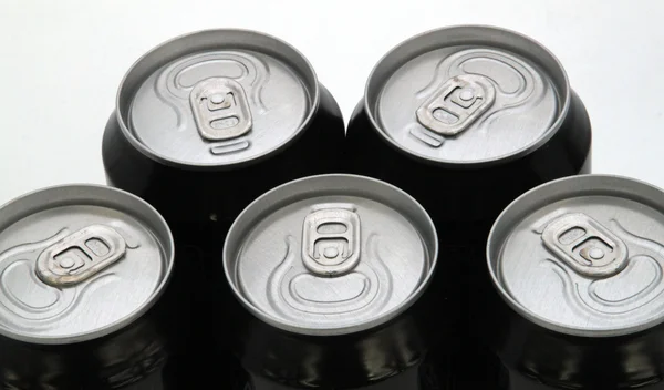 Topos de latas de bebidas — Fotografia de Stock