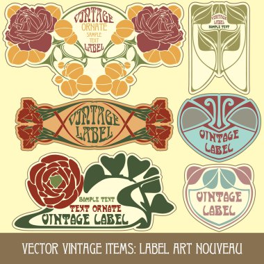 Label art nouveau clipart