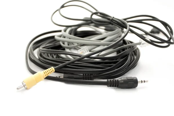Cables de audio y teléfono —  Fotos de Stock