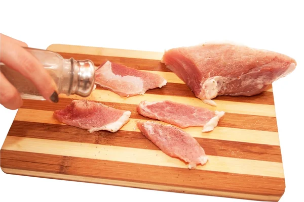 Proces van snijden van varkensvlees — Stockfoto