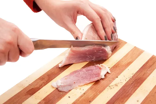Proceso de corte de carne de cerdo —  Fotos de Stock