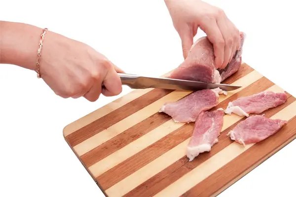 Proces van snijden van varkensvlees — Stockfoto