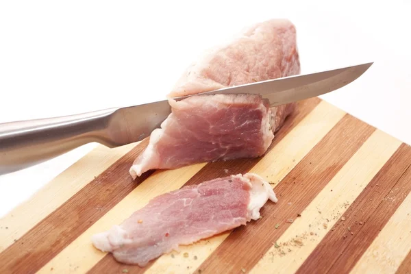 Proces cięcia mięsa wieprzowego — Zdjęcie stockowe