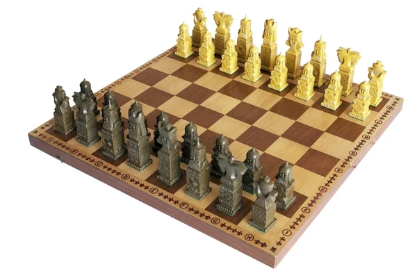 stock image Placed chess on a wooden board