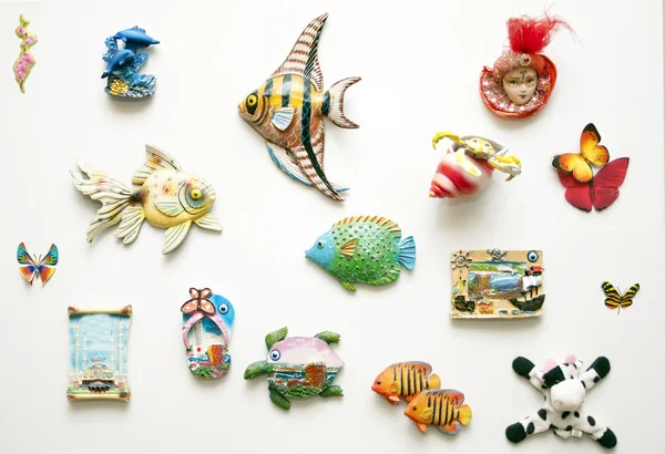 Decorative toys on magnets — Stock Photo, Image