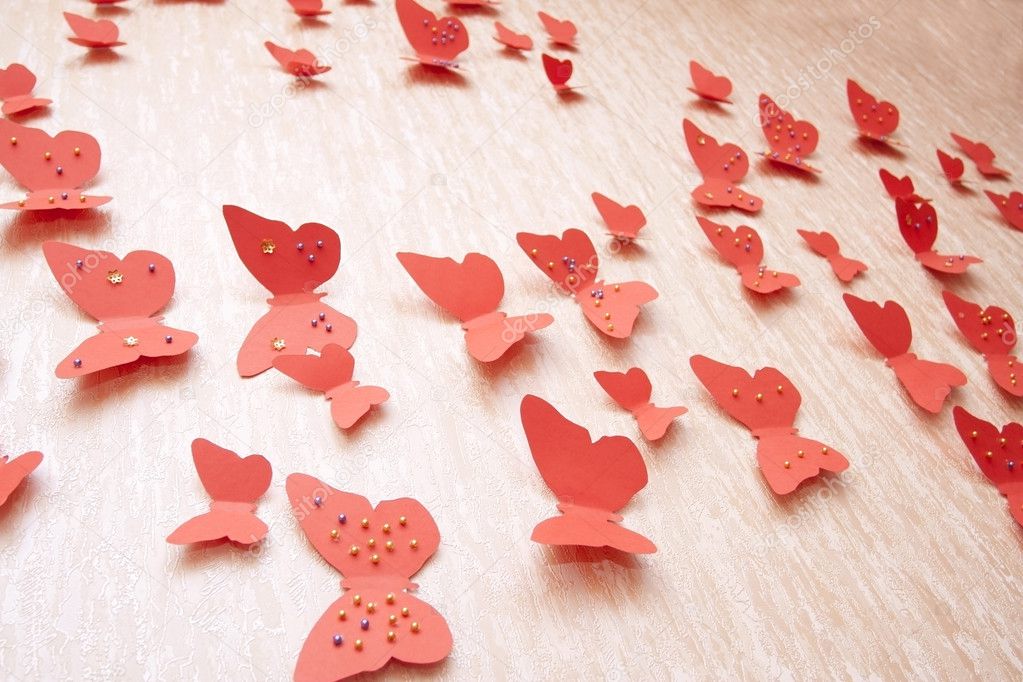 Decorative red butterflies