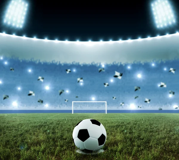 Pena de futebol chute noite — Fotografia de Stock