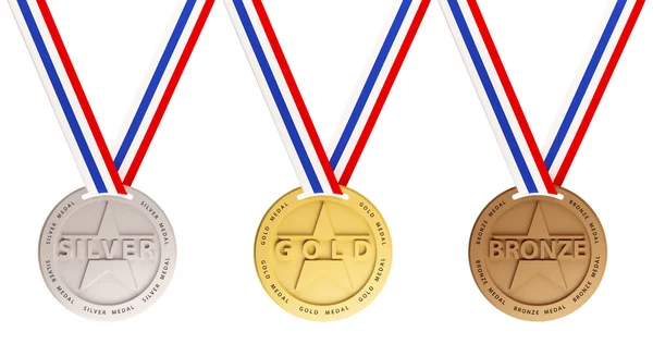 Złote, srebrne i brązowe medale — Zdjęcie stockowe