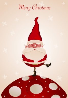 Santa Claus on fungus clipart