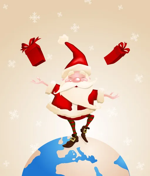 Santa Claus Alegre con regalos — Vector de stock