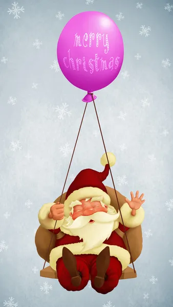 Babbo Natale volare con un palloncino — Foto Stock