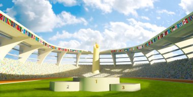 Olympic Stadium with podium clipart