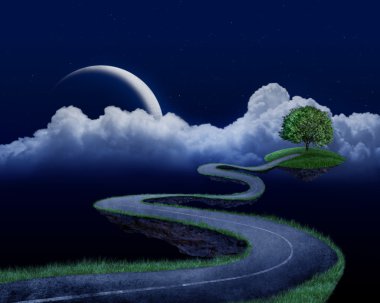 The road to tree - night time clipart