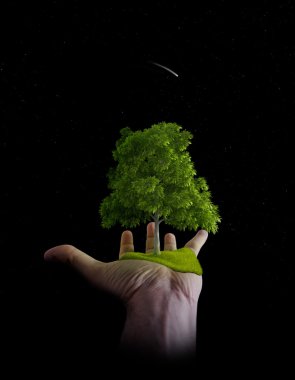 The nature is in the hands of the man - Environment save clipart