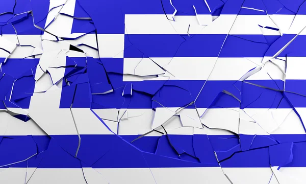 Złamane grecką banderą — Zdjęcie stockowe