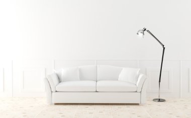 White sofa in luminous room clipart