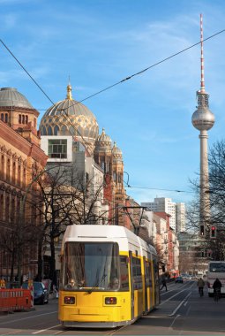 View of Tv Tower of Berlin throught a street - Germany clipart