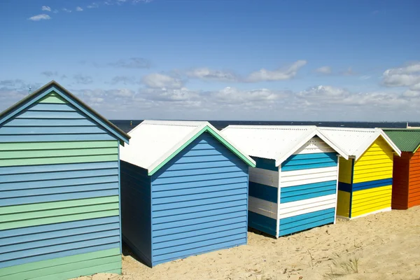 stock image Bathing boxes on Brighton beach next to Melbourne, Australia