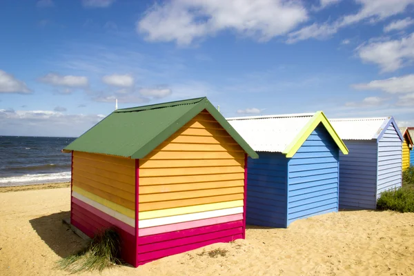 Brighton Plajı melbourne, Avustralya yanındaki kutuları banyo — Stok fotoğraf