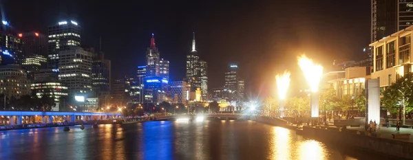 Melbourne in de nacht - Australië — Stockfoto