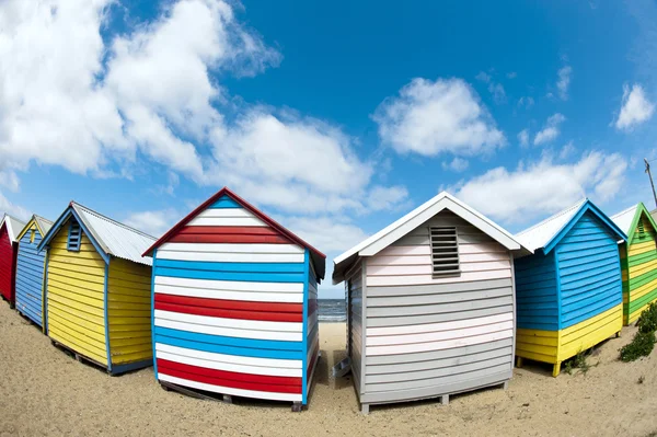 stock image Bathing boxes on Brighton beach next to Melbourne, Australia