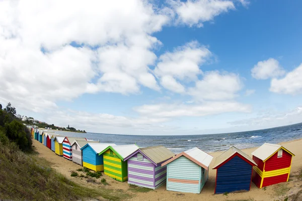 Brighton Plajı melbourne, Avustralya yanındaki kutuları banyo — Stok fotoğraf