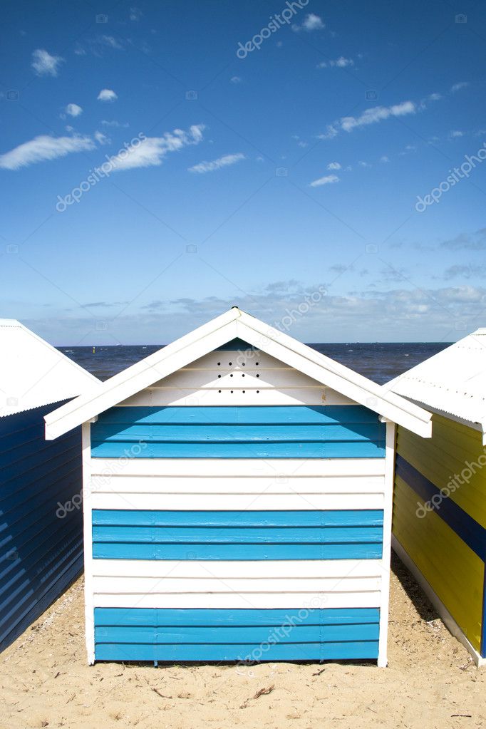 Bathing boxes on Brighton beach next to Melbourne, Australia