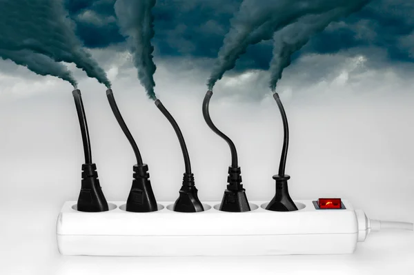 Pollution smoke going out a plug - Pollution/Ecology Concept — Stock Photo, Image