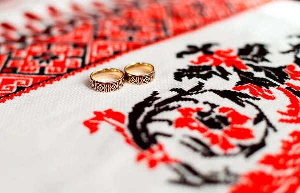 Pernikahan cincin dengan gambar nasional — Stok Foto