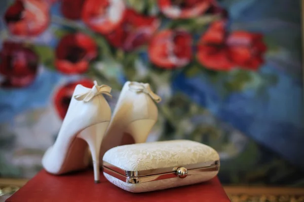 White wedding shoes bride — Stock Photo, Image