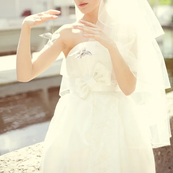 Novia vestida de blanco — Stockfoto