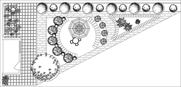 Suunnitelma puutarha mustavalkoinen — vektorikuva