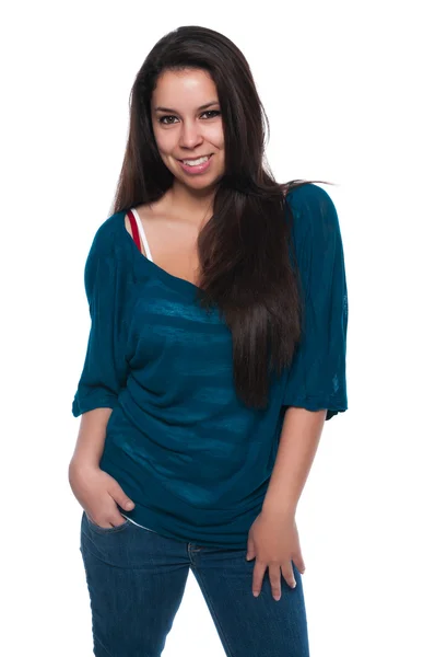 Teal blouse — Stockfoto