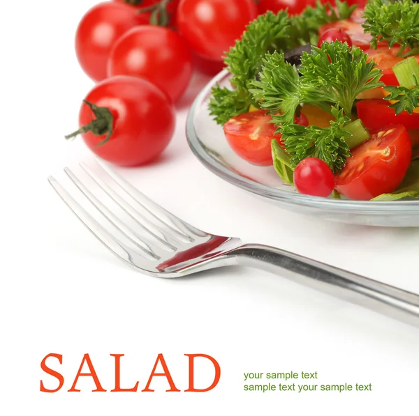 Salada fresca com garfo — Fotografia de Stock