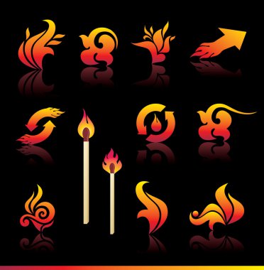 Set of vector fire elements clipart