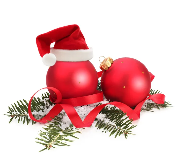 Boże Narodzenie piłka z kapeluszem Świętego Mikołaja — Zdjęcie stockowe