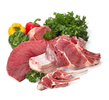 Raw meat with vegetables clipart