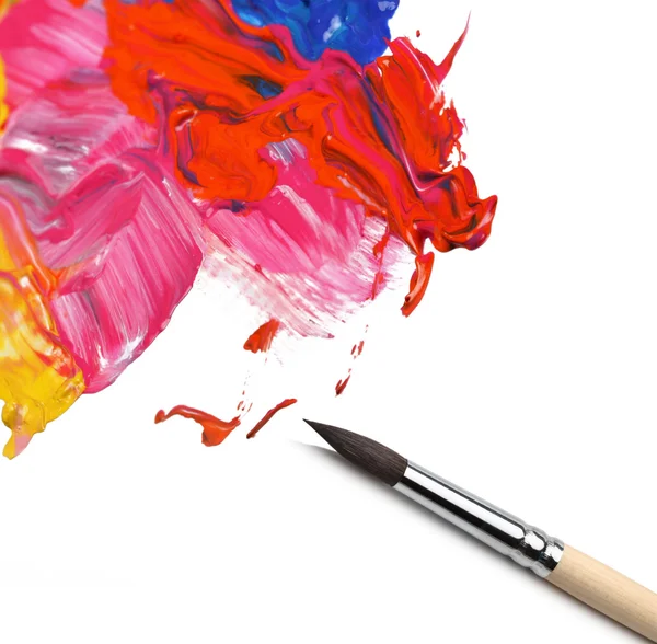 Pincel y fondo acrílico abstracto pintado — Foto de Stock