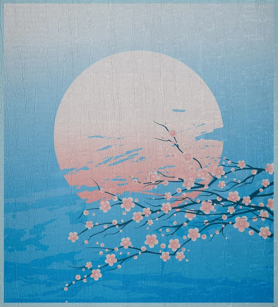 Illustration d'une brindille de cerisier en fleurs — Photo
