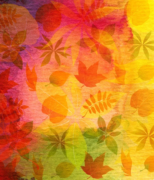塗装の葉の背景の要約水彩 — ストック写真