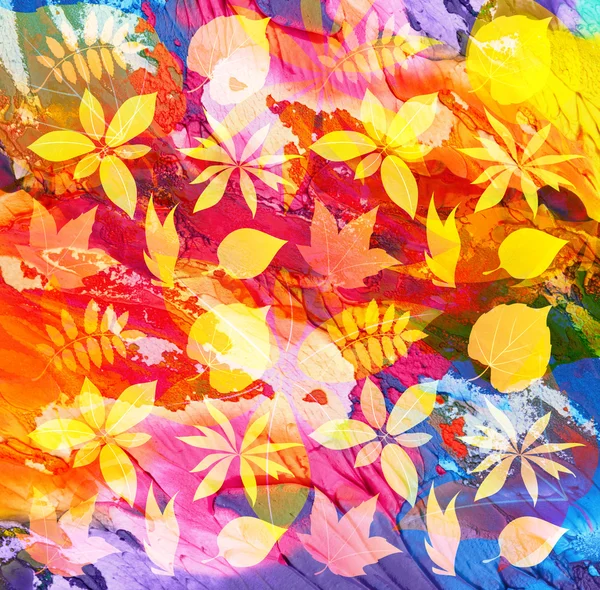 Abstrato acrílico pintado fundo com folha — Fotografia de Stock