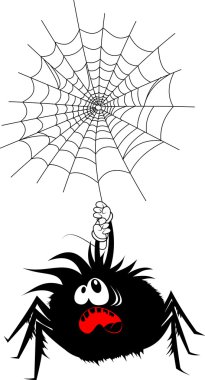 Afraid of a spider clipart