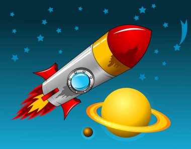 Rocket moon clipart