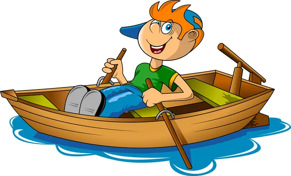 Хлопчик і човен — стоковий вектор