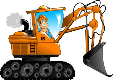 Orange excavator clipart