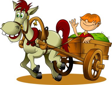 Horse and cart clipart