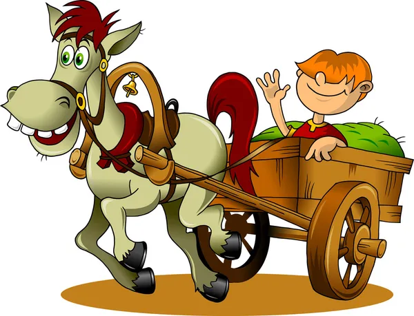 Cheval et chariot — Image vectorielle